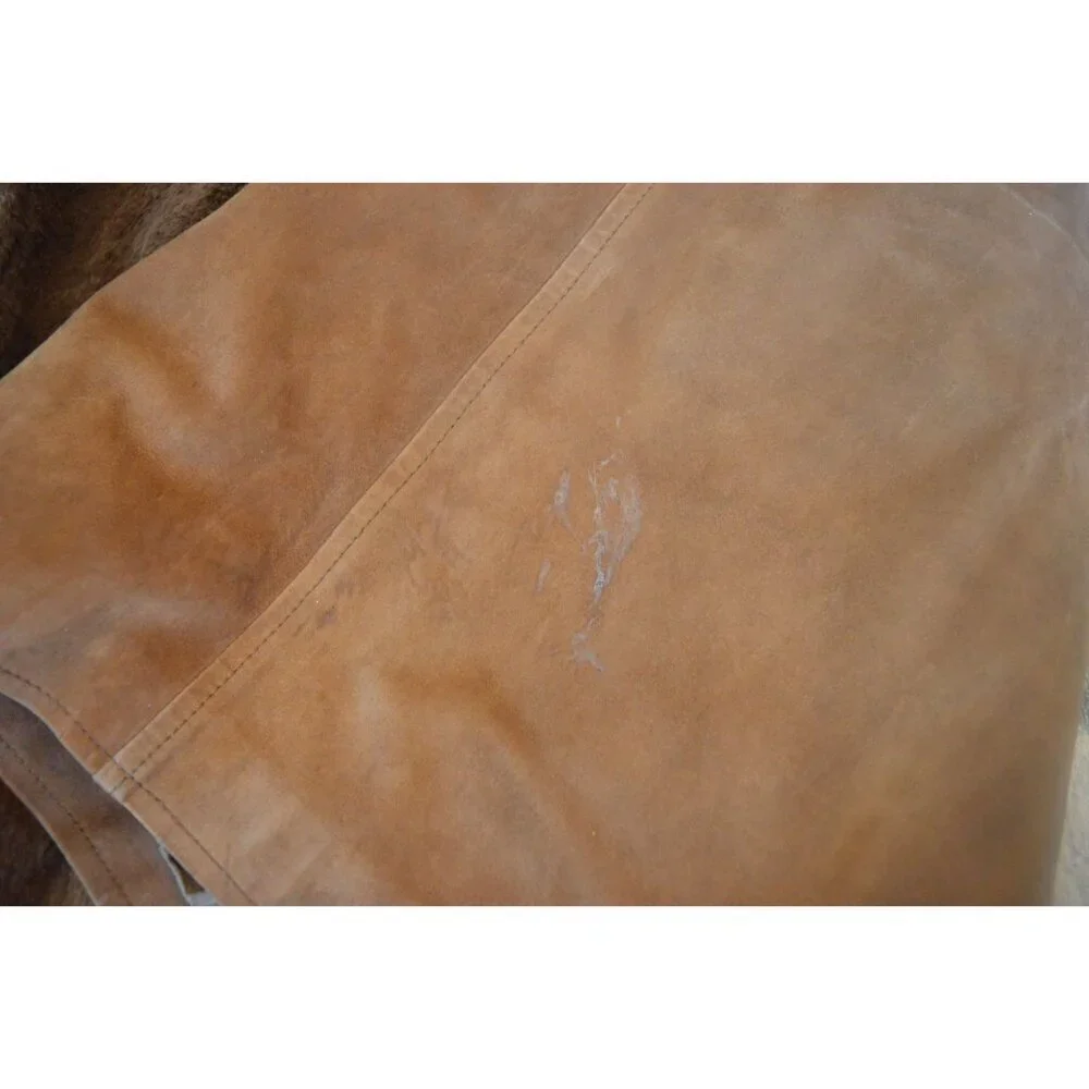 Vintage Suede Fur Lined Brown Belted Trench Coat Men Size 46 Chest Rustic Luxury